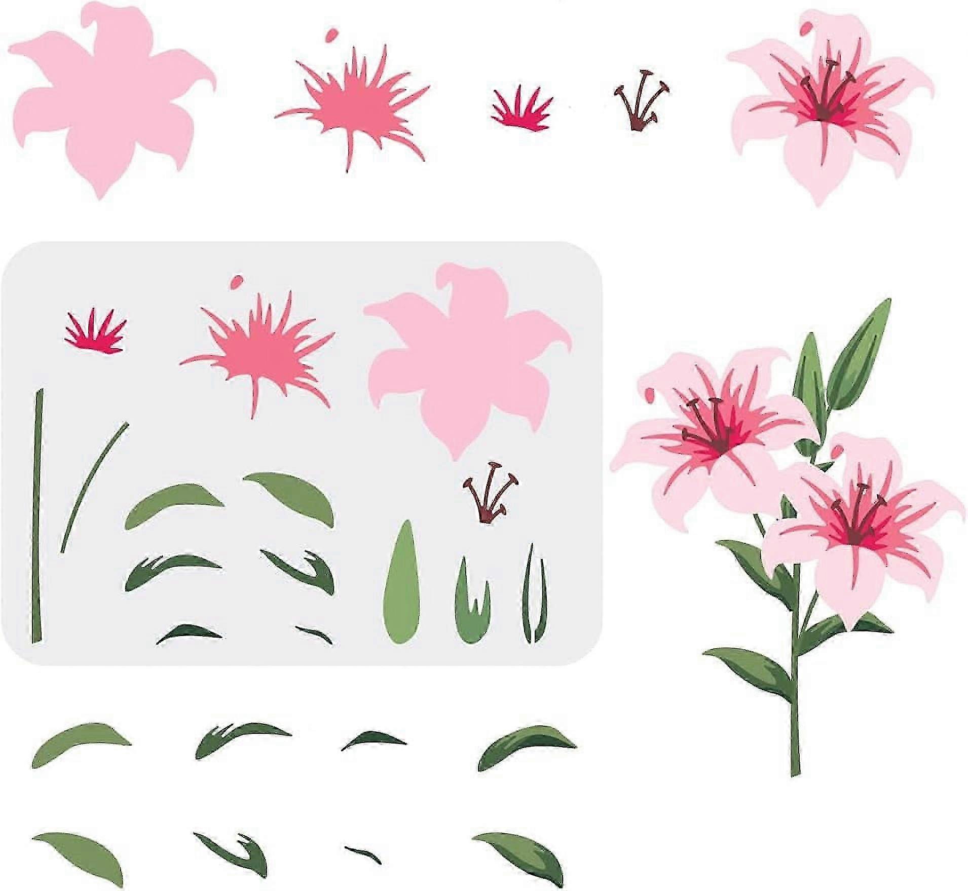 2025 1Pc Layered Lily Flower Stencils Lily Stencils Resuable Lily Flower Bouquet Stencil