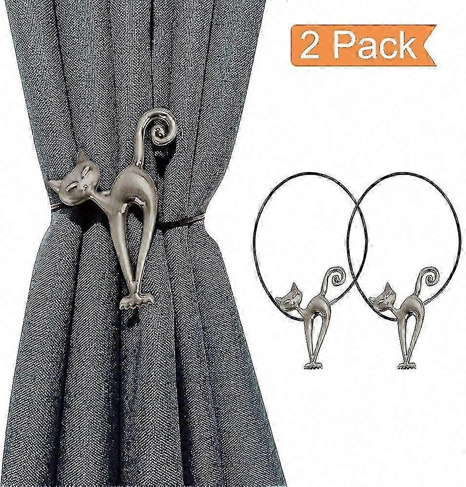 Creative Magnetic Curtain Tie Backs Set of 2 for Modern Katze Curtains in Silver
