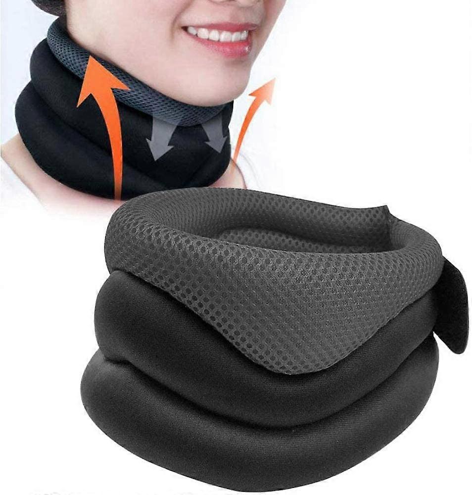 Neck Support Brace Ergonomic Cervical Collar, Adjustable Soft Foam, Breathable Pain-Relief Neck Protector, Grey