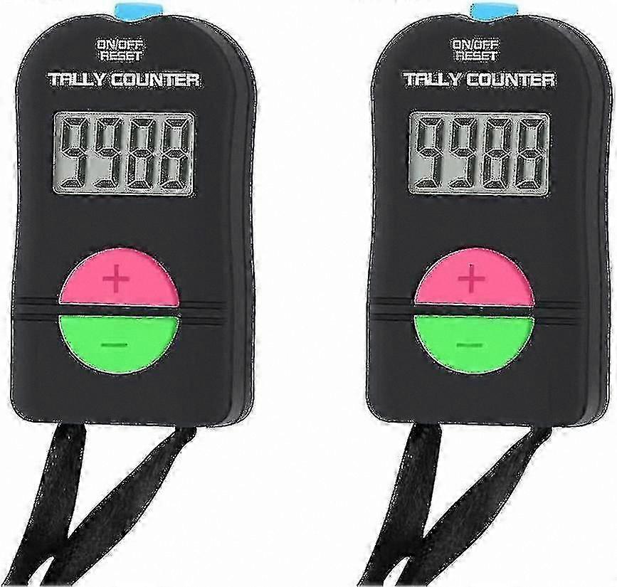 2-Pack Digital Hand Tally Counter with Lanyard, Electronic Clicker for Adding and Subtracting Counts