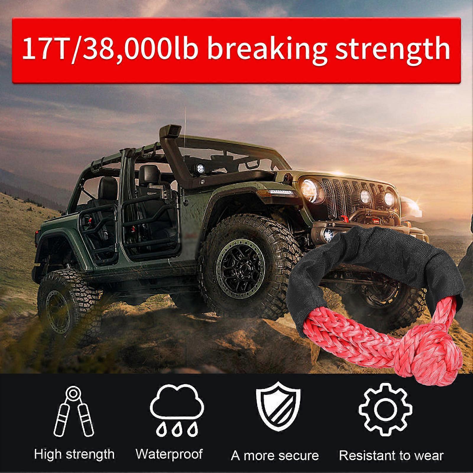 17T Practical Car Flexible Synthetic Soft Shackle Trailer Pull Towing Rope Winch Straps For Car Broke Down