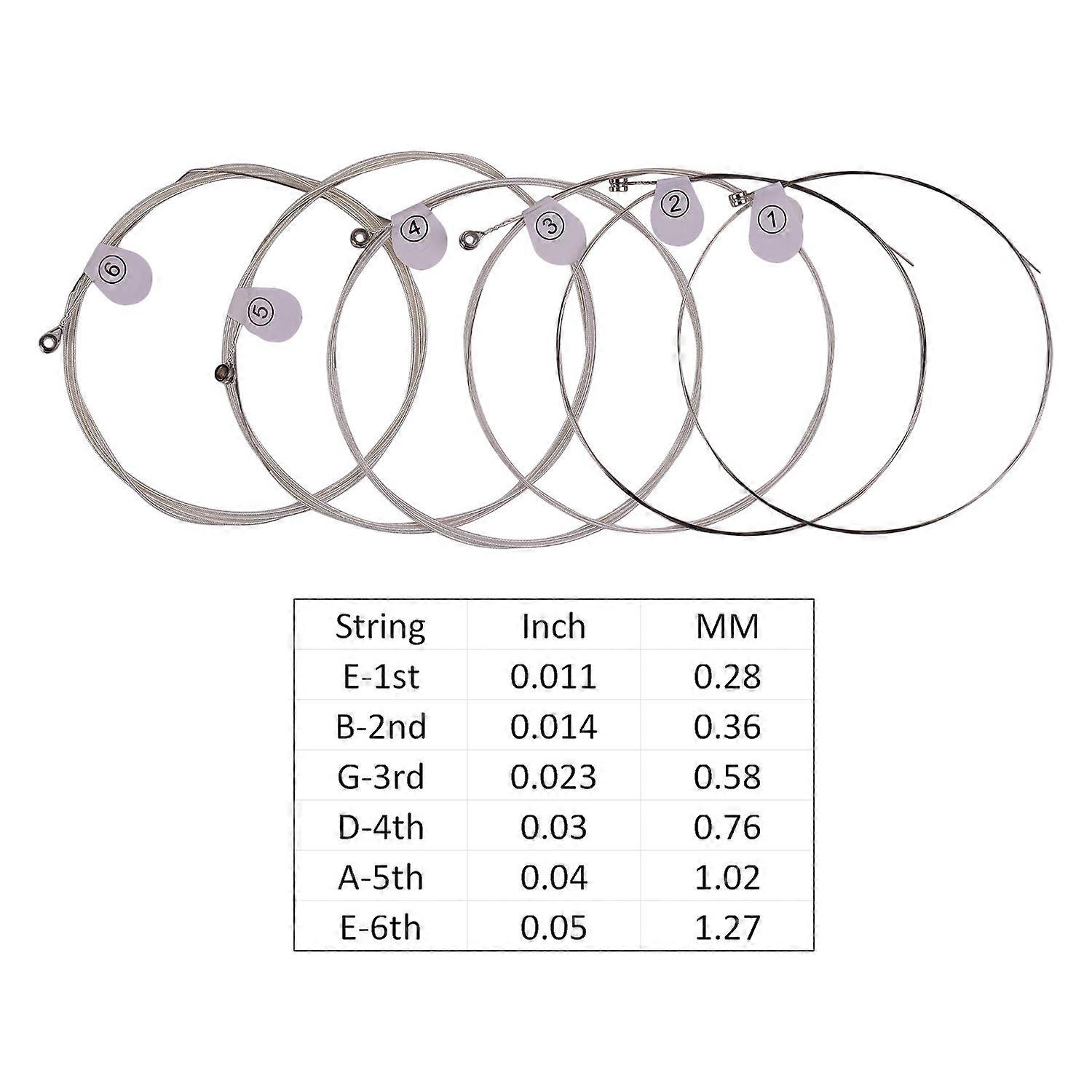 Custom Light Acoustic Folk Guitar Strings 6-String Set Silver Plated Hexagon Alloy Wire Corrosion Resistant Wound Strings