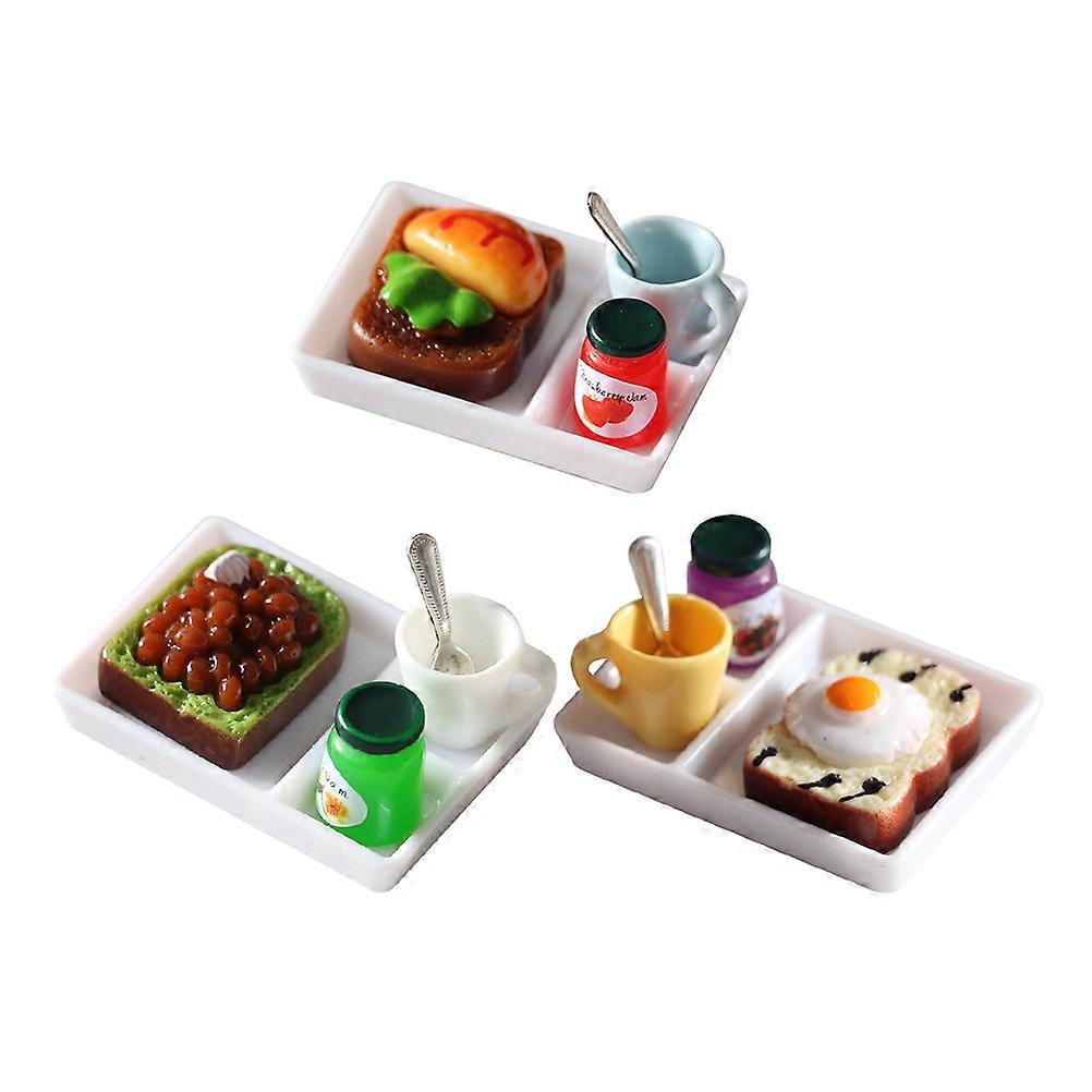 Miniature Toast Food Models for Decor Assorted Color Resin Material 3 Sets