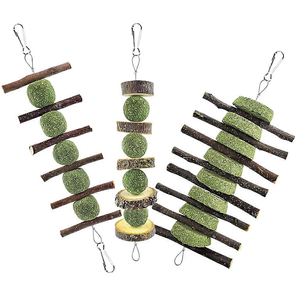 Natural Bunny Teething Sticks 3 Pack for Rabbits, Hamsters, Guinea Pigs Durable Chew Sticks for Dental Care and Exercise