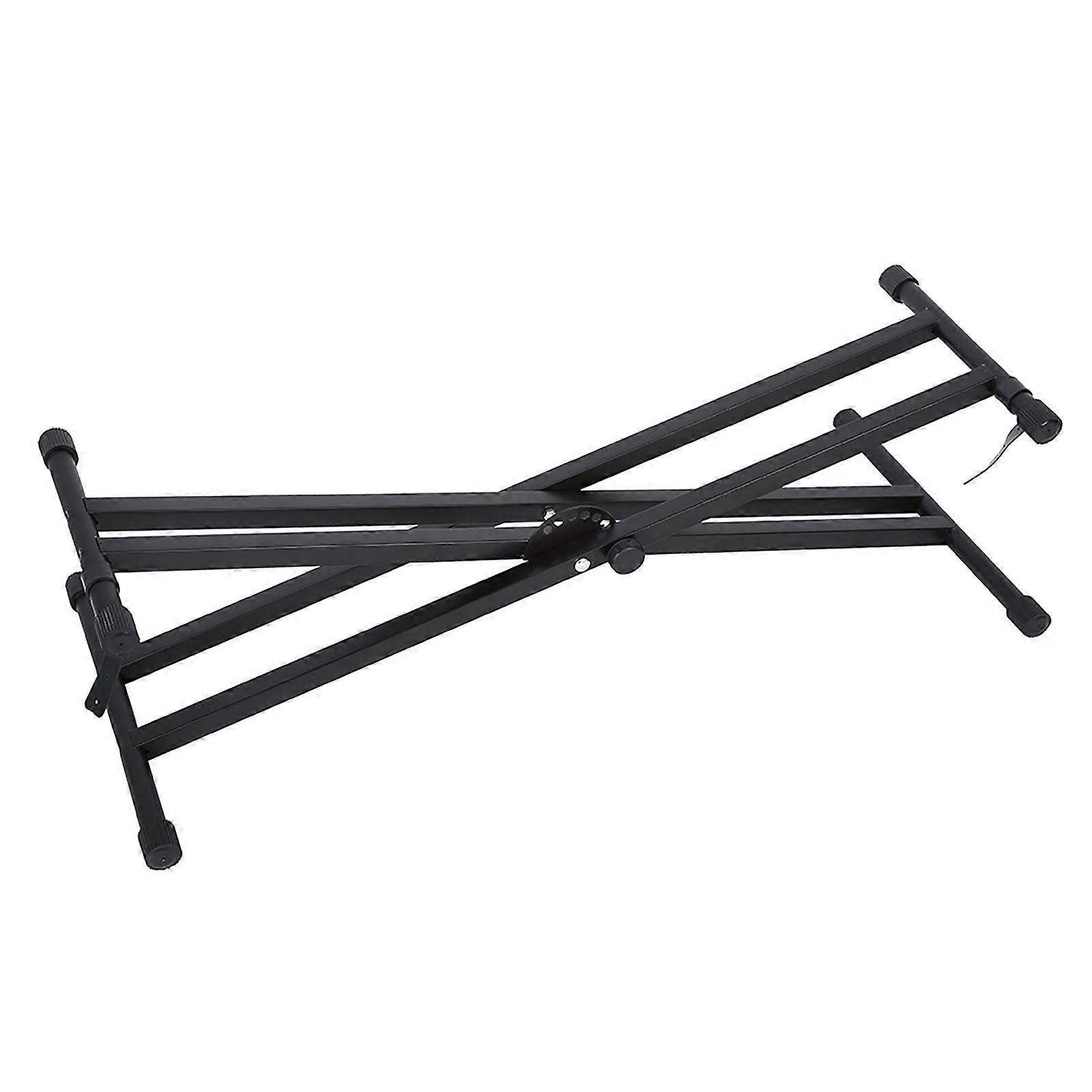Portable X Style Double Braced Keyboard Stand, Adjustable 95x39cm Black