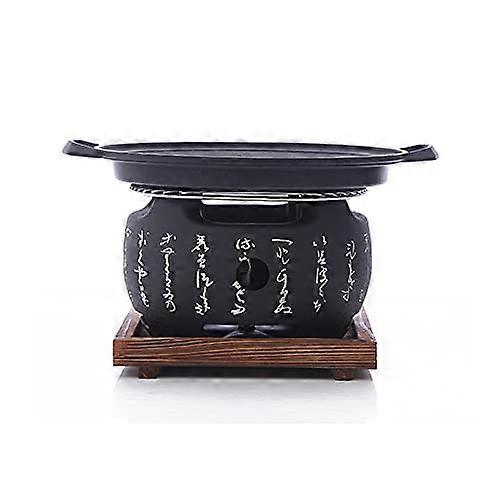CHUNCIN Charcoal Grill Portable Round Japanese Robata Stove With Wire Mesh And Wooden Base Yakiniku Yakitori Takoyaki