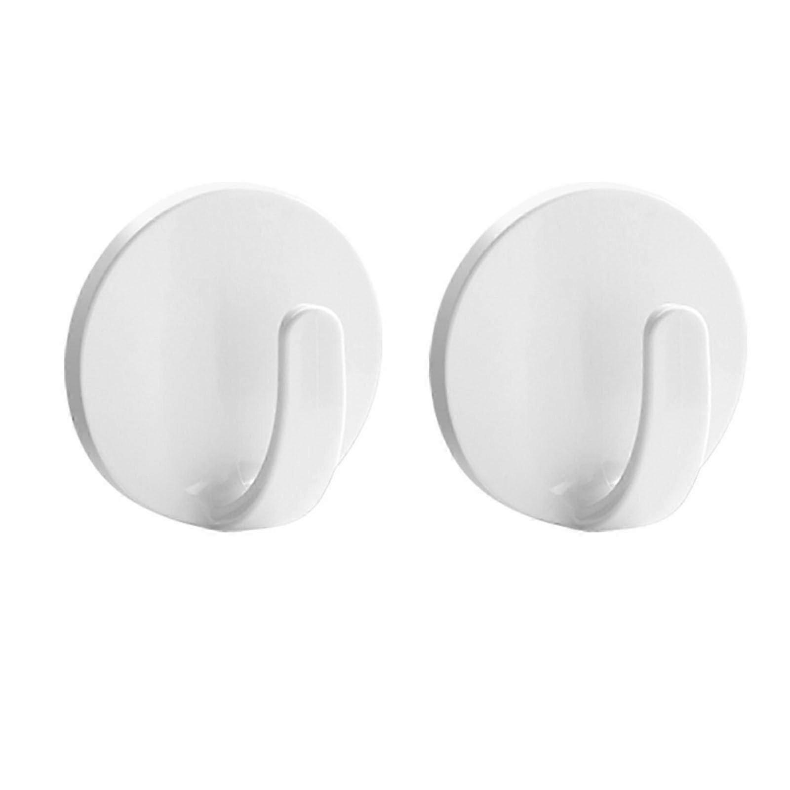 2pcs Strong Plastic Magnet Hooks for Hanging Kitchen Tools, Grill, Refrigerator Keys, 43mm Round Hook, White