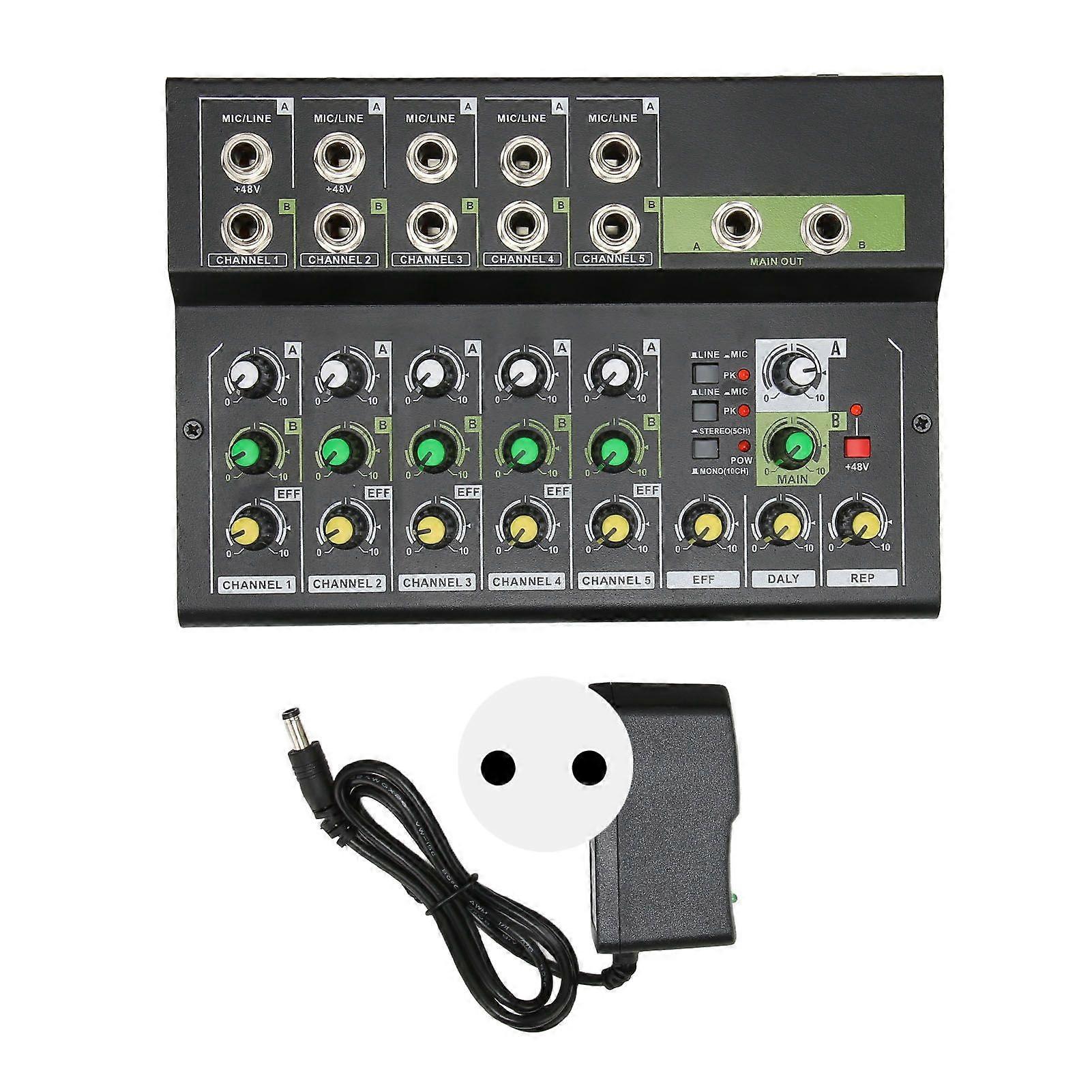 Compact Mixer 10 Channels Low Noise Stereo Compact Mixer Board for Stage Recording Live Streaming 100240V EU Plug