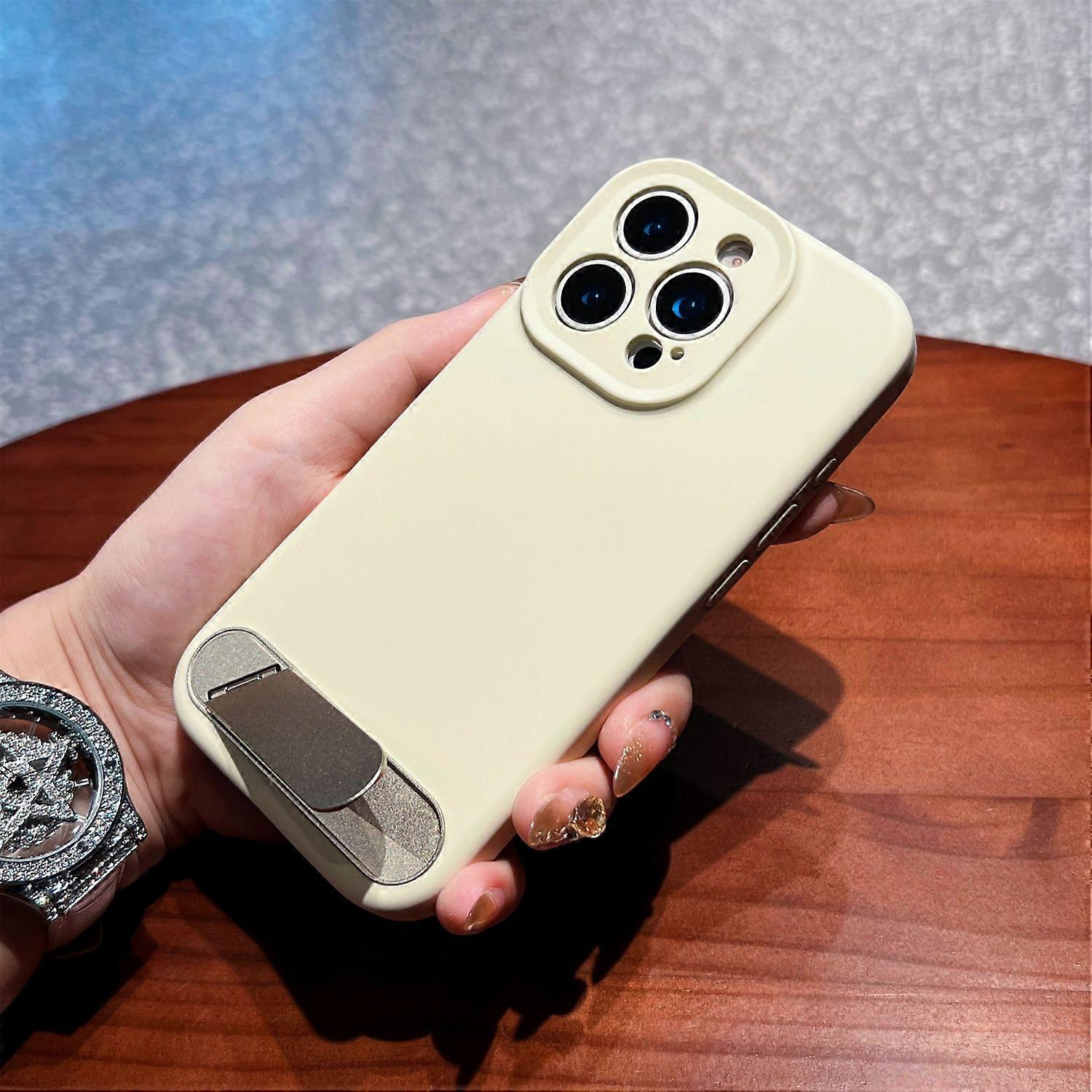 For iPhone 16 Pro Max Case with Kickstand Precise Cutouts Liquid Silicone+PC Phone Cover