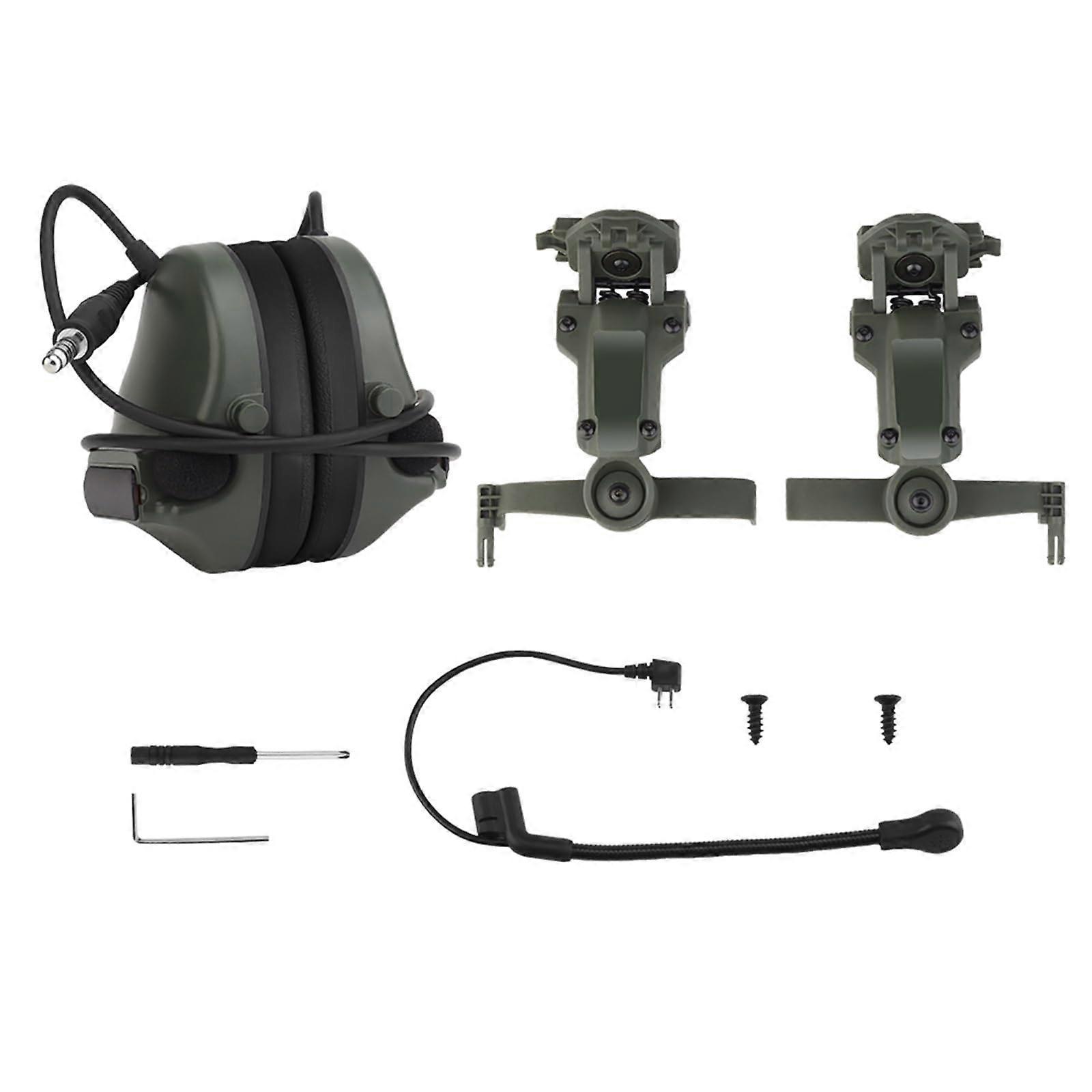 Tactical Headwear Headset No Noise Reduction ARC Rail Adapter Foldable Earphones Green For Hunting And Shooting