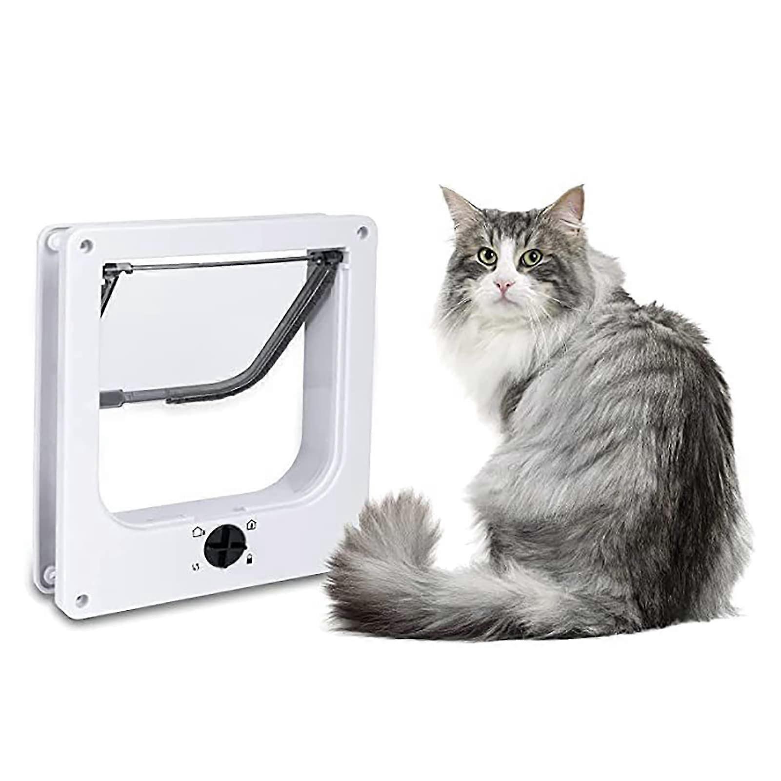 Cat Door XL With Magnetic Flap Rotary 4Way Lock Quiet Pet Door For Cats Easy Installation