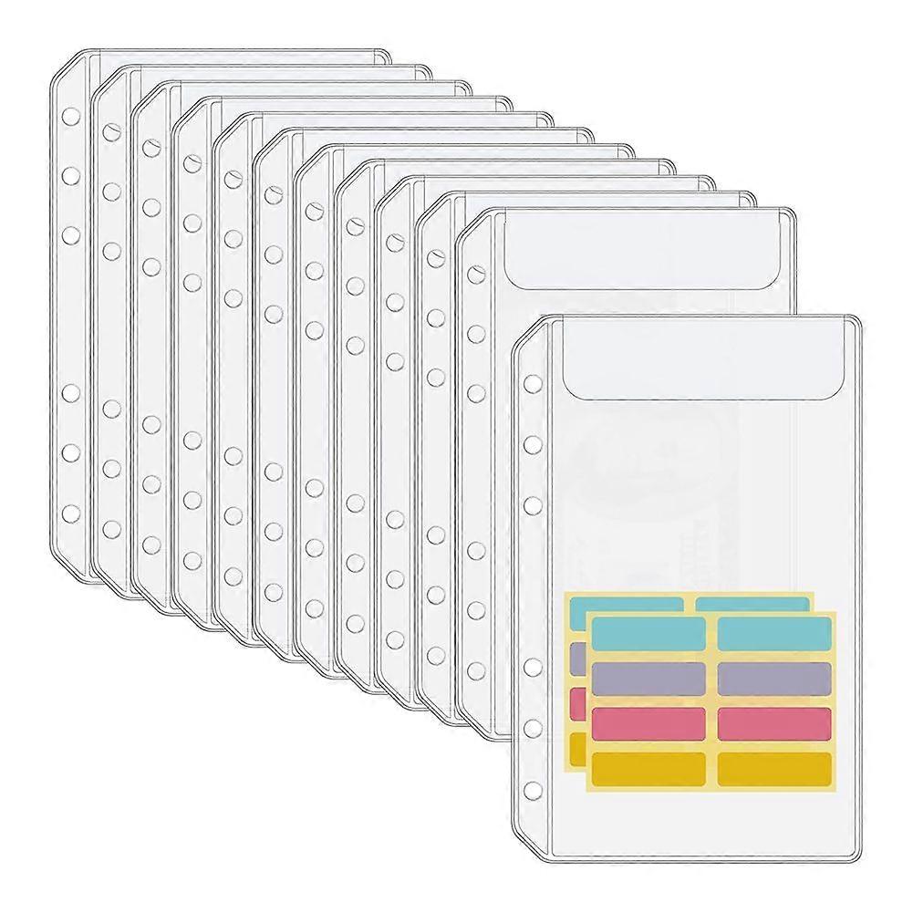 A6 Binder Pockets 12PCS No Zipper Envelopes for Budgeting,6-Hole Zipperless Binder Pouches Envelope for A6 6-Ring Binder