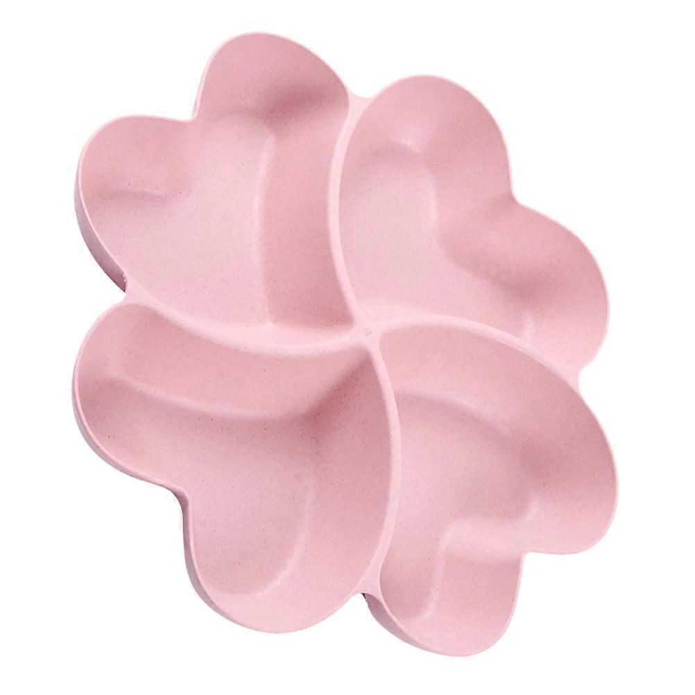 Fruit Serving Tray Multi-Grid Dish for Family Pink Straw Food Classification 1Set