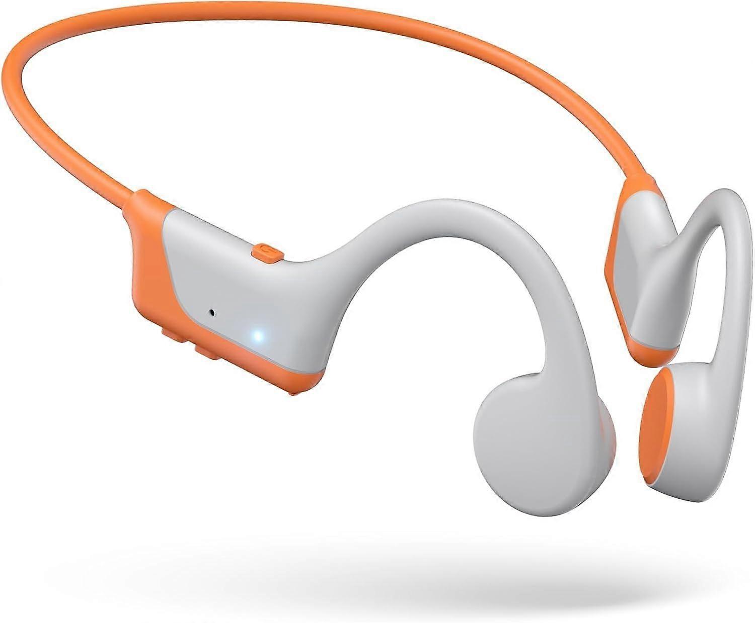 Bone conduction earphones wireless bluetooth with microphone 8 hours play time suitable for sports(Orange)