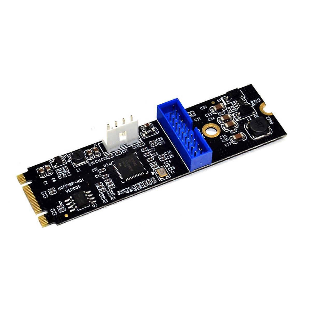 M.2 NGFF NVME to USB 3.0 19pin Header Convert Card NGFF to 2 Port USB3.0 Expansion Card  fer Adapter