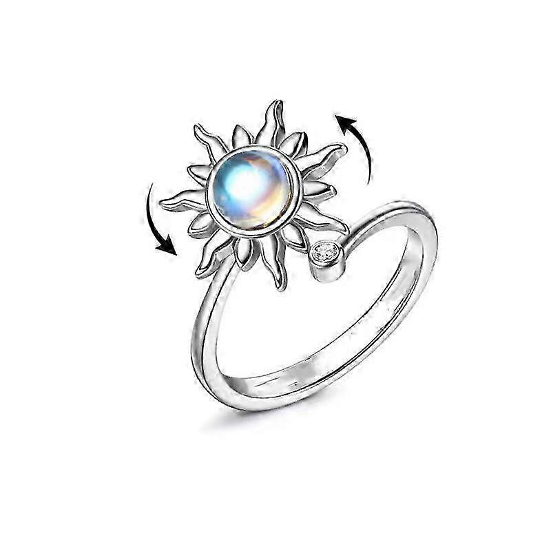 Rotatable Flower Silver Adjustable Compression Ring for Jewelry Making
