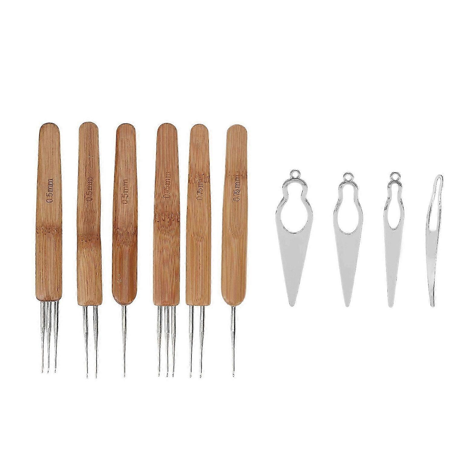 2025 Latest Model 10pcs Dreadlocks Tool Set Alloy Bamboo Crochet Hook Dreadloc...