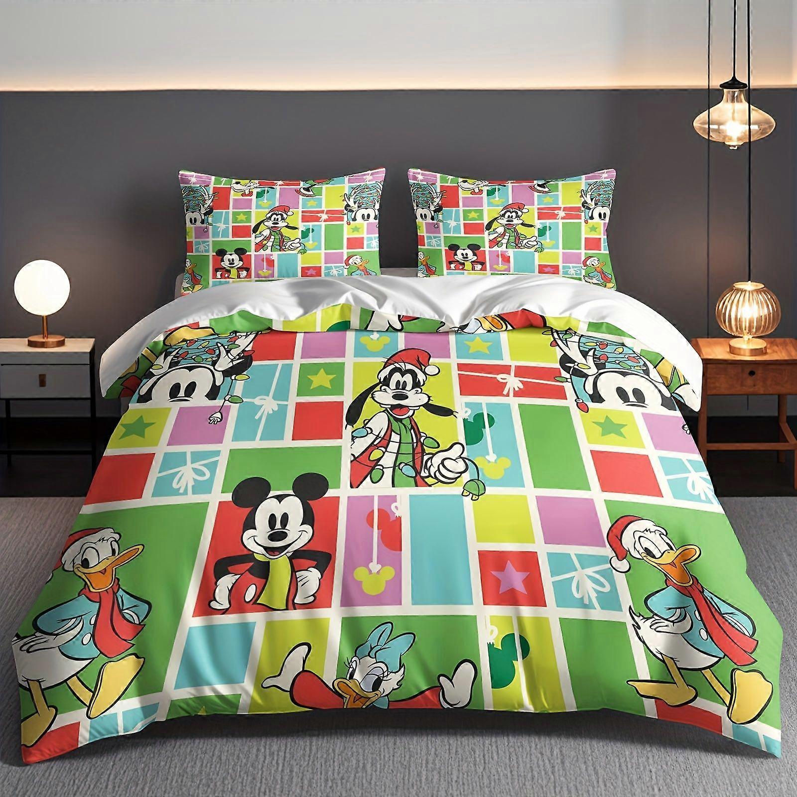 TE982 3pcs Mickey Mouse Cartoon Patterned bedding sets, quilt covers and pillowcases Student dormitory and travel goods All seasons Ligh