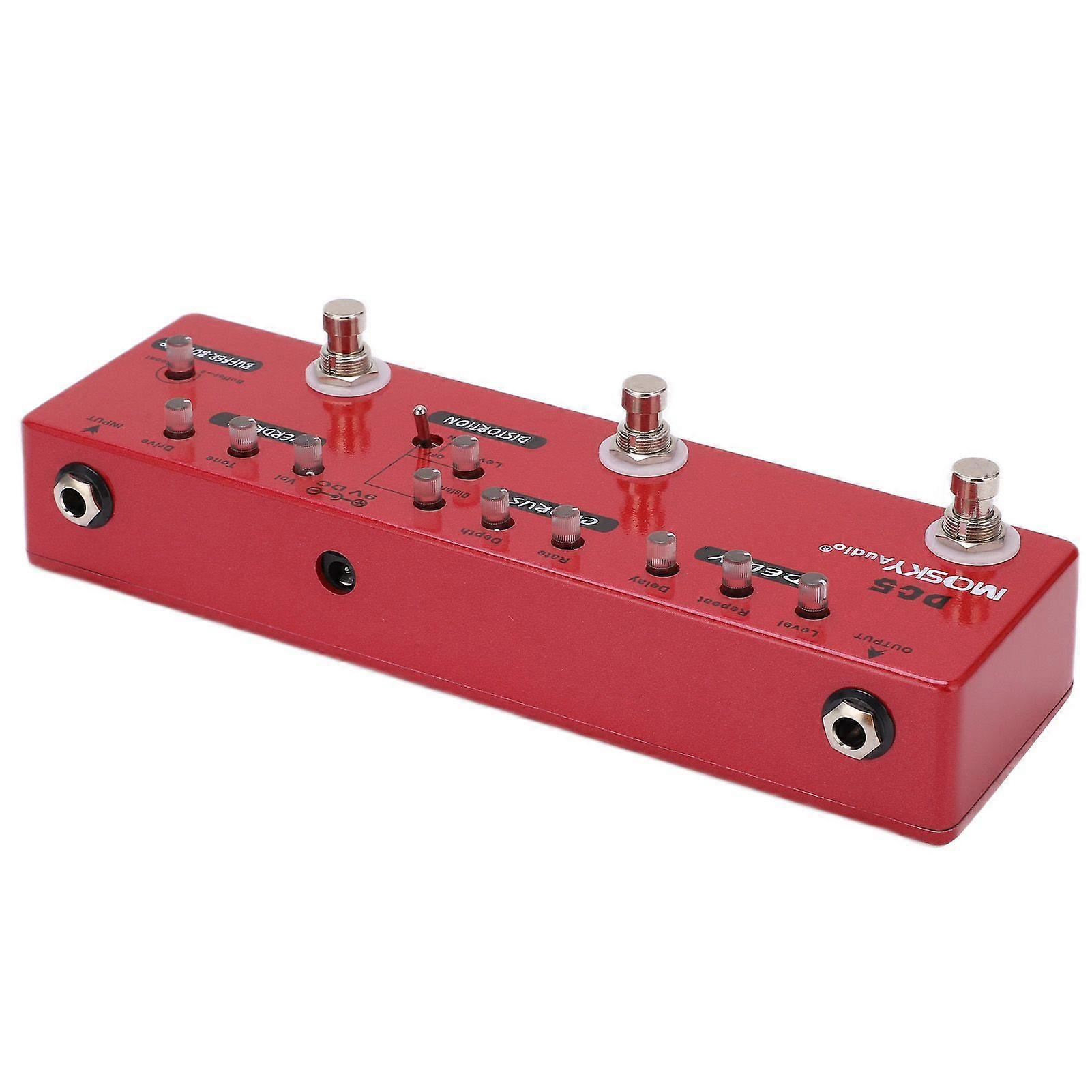 Gitarrpedal Multieffekter Metall Allin1 True Bypass Buffert För Elbas DC 9V