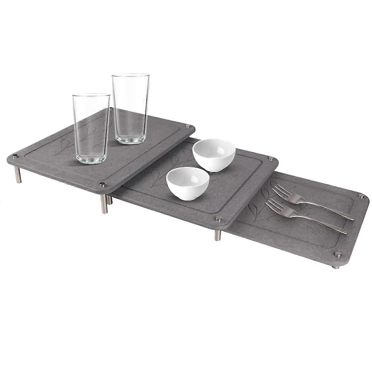 3Pcs Nesting Stone Drying Mat for Kitchen Counter, Super Absorbent Diatomaceous Earth Drying Mat wi