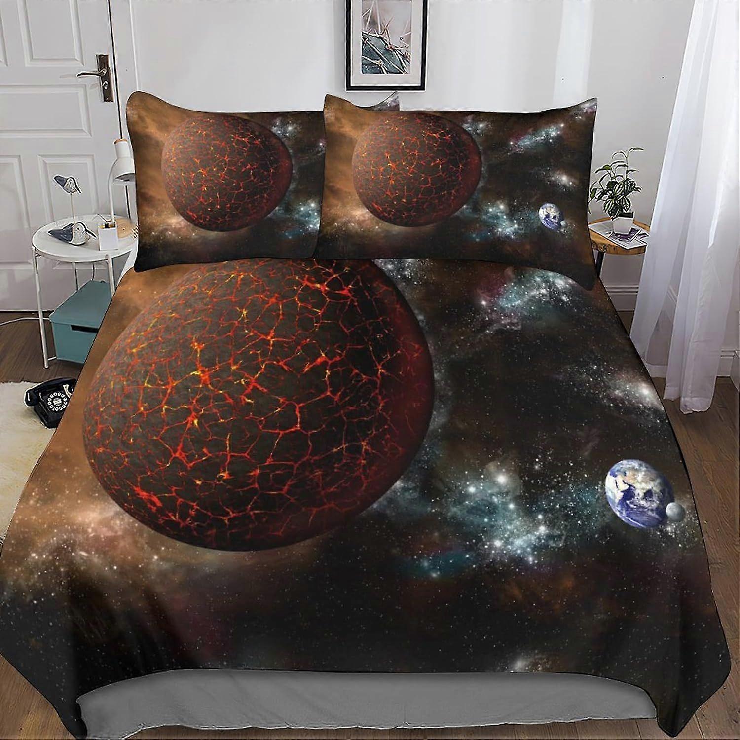 Bedding Single Bed Set Galaxy Printed Duvet Cover Super Soft Microfiber Bedding Set with Zipper with Pillowcases Quilt Cover Hypoallergenic for in Kid