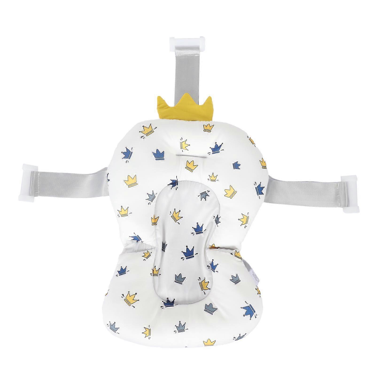 Baby Bath Floating Cushion Pad Adjustable Infant Bath Support Seat Pillow for Bathtub White Crown Pattern