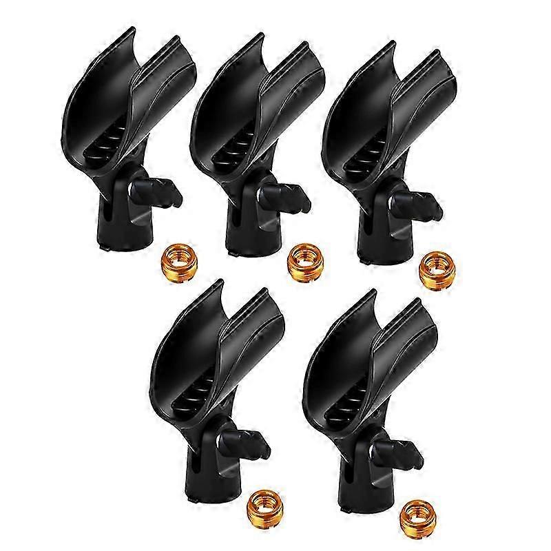 5 Pcs Universal Microphone Clip, Adjustable Mic Holder for Stand, 5/8In to 3/8In Adapter