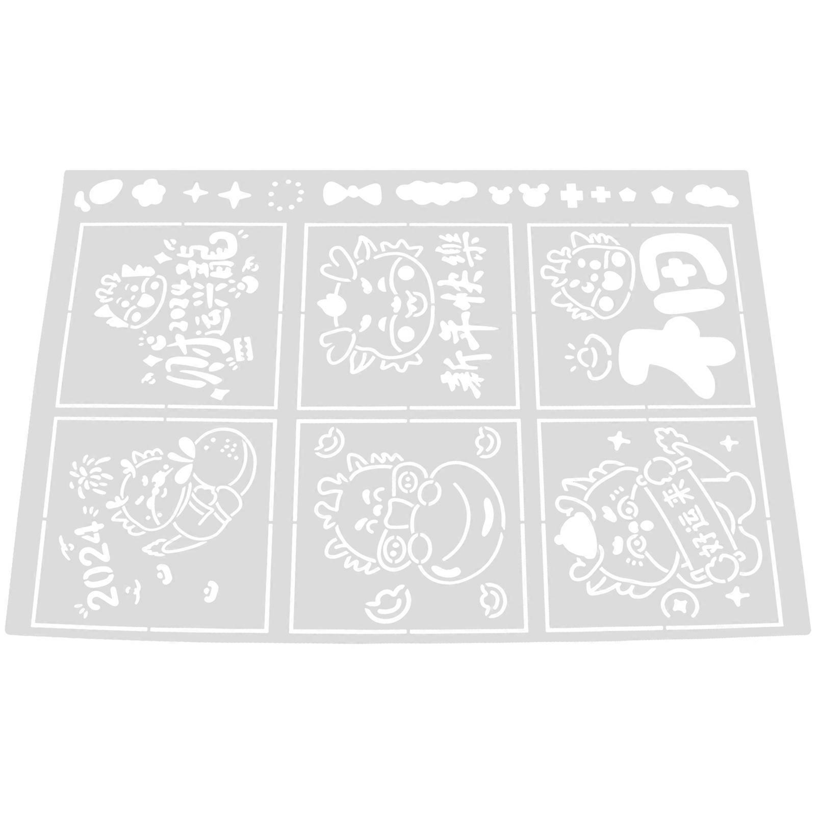 Reusable Painting Stencils White New Year Drawing Template for Drawing 4Pcs