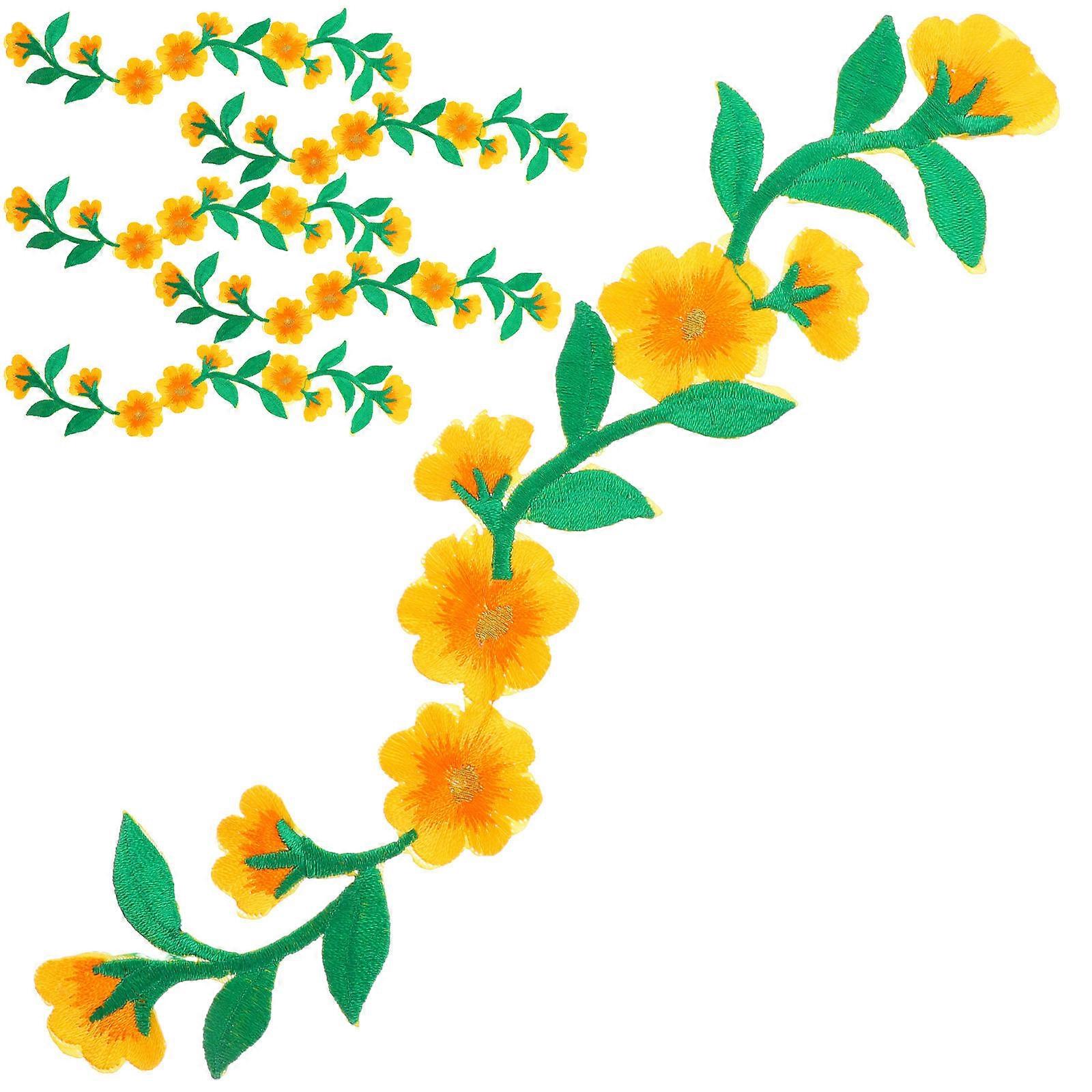 Clothes Patches Floral Applique for DIY 6Pcs Embroidered Iron on Flower Patches