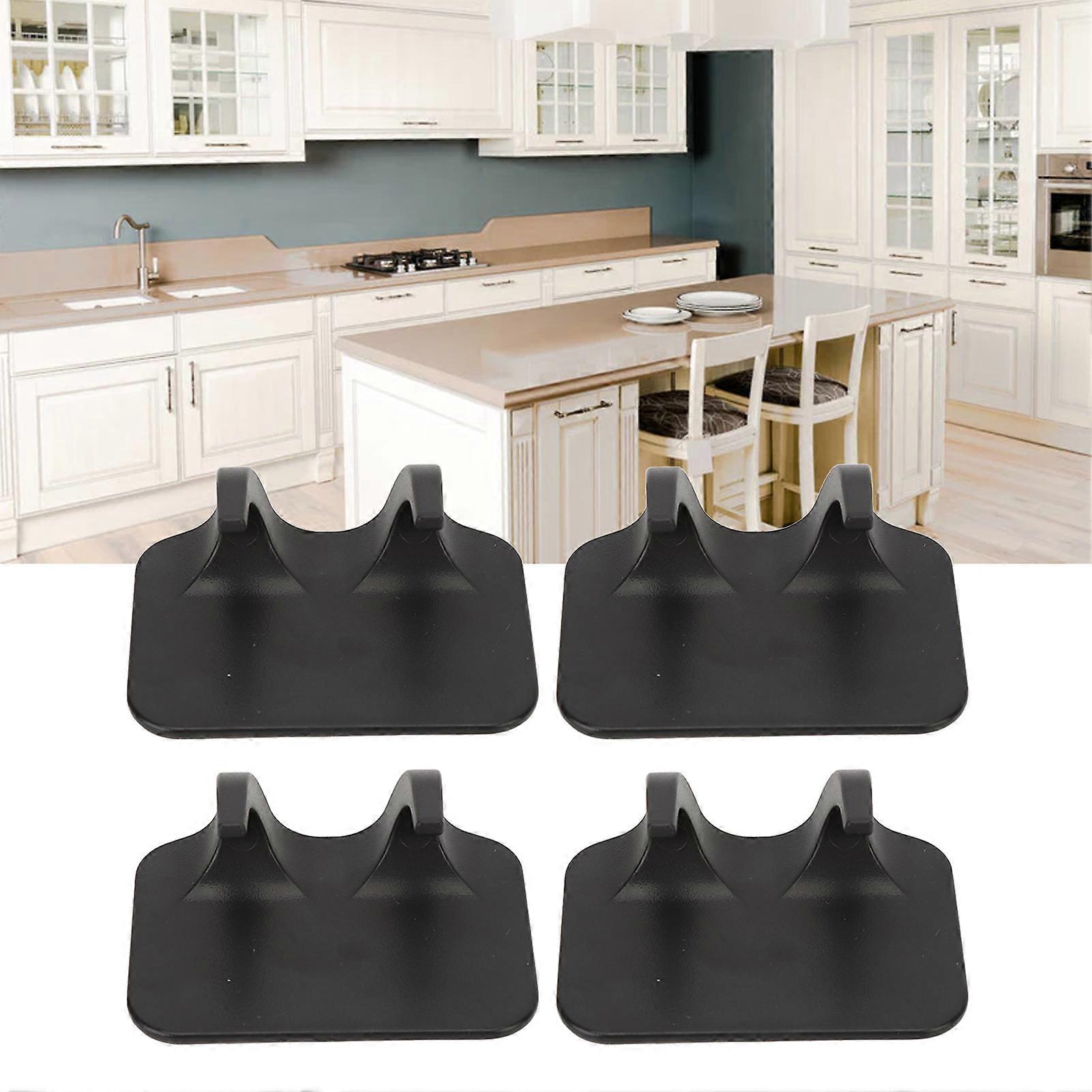 4 Pcs Black Self Adhesive Wall Hooks, Waterproof, Rust Resistant