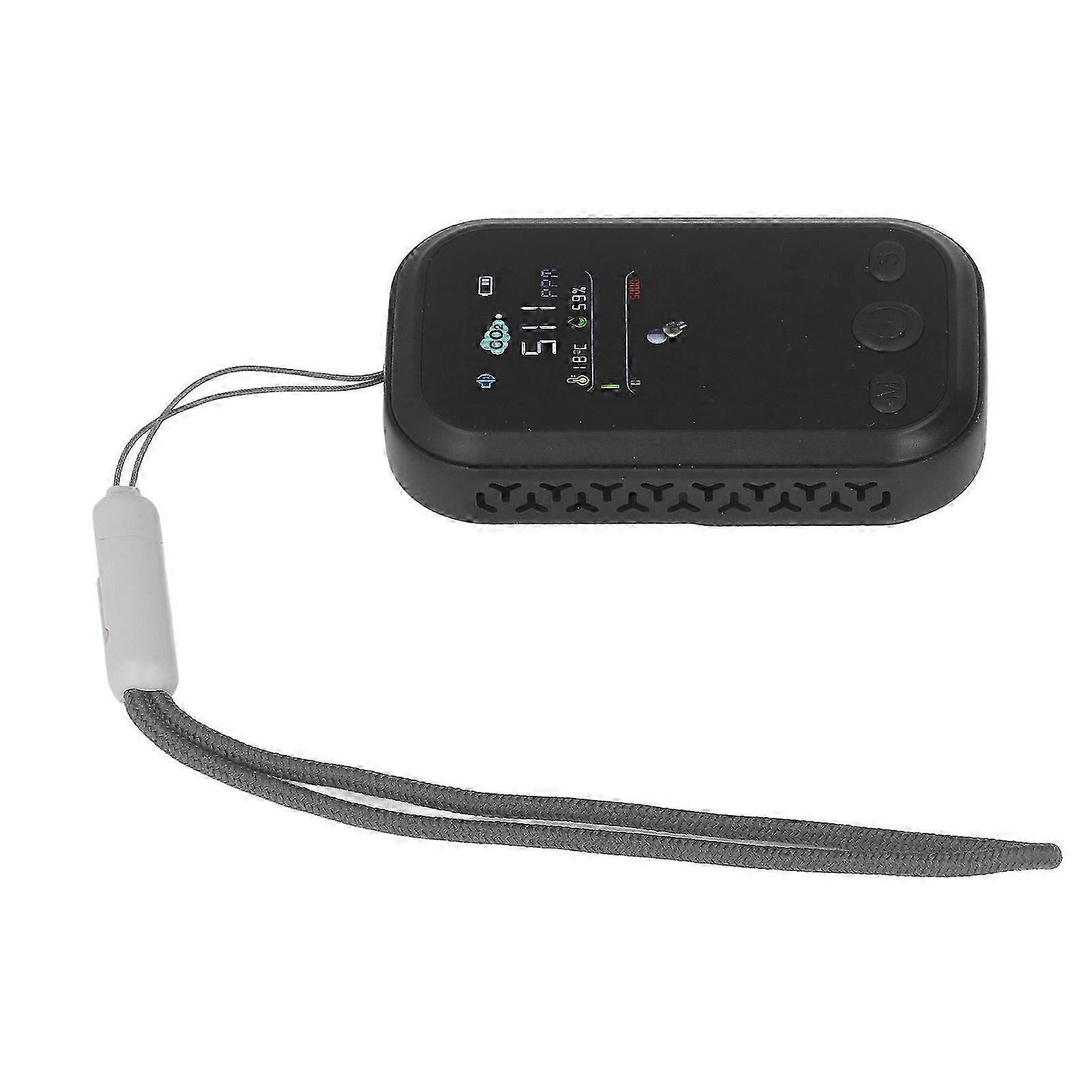 Portable CO2 Detector with NDIR Sensor, USB-C Charging, Temperature & Humidity Tester, Air Quality Monitor, Black