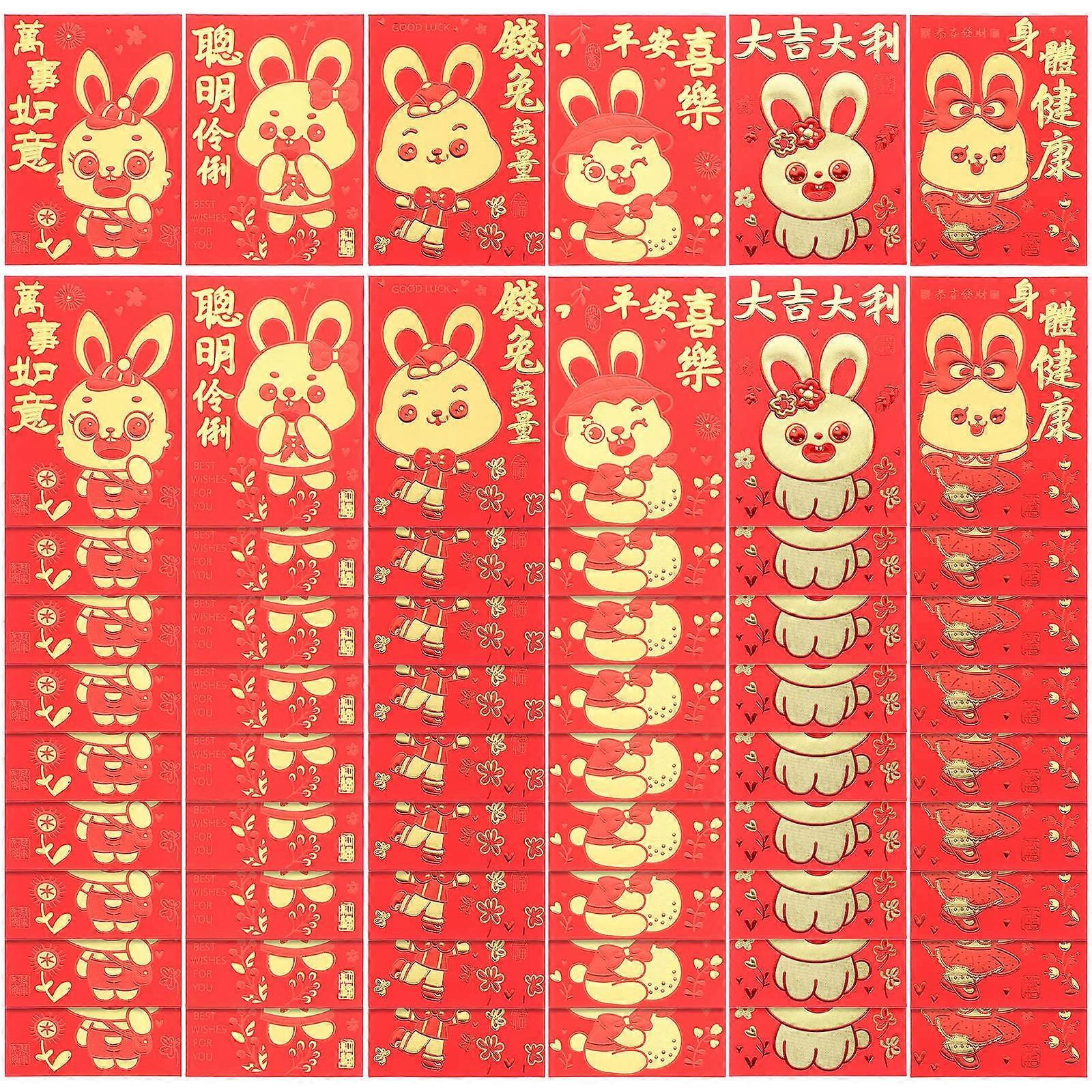 Red Packet Paper Money Pouches for Storage Use 60Pcs Festive Red Envelopes