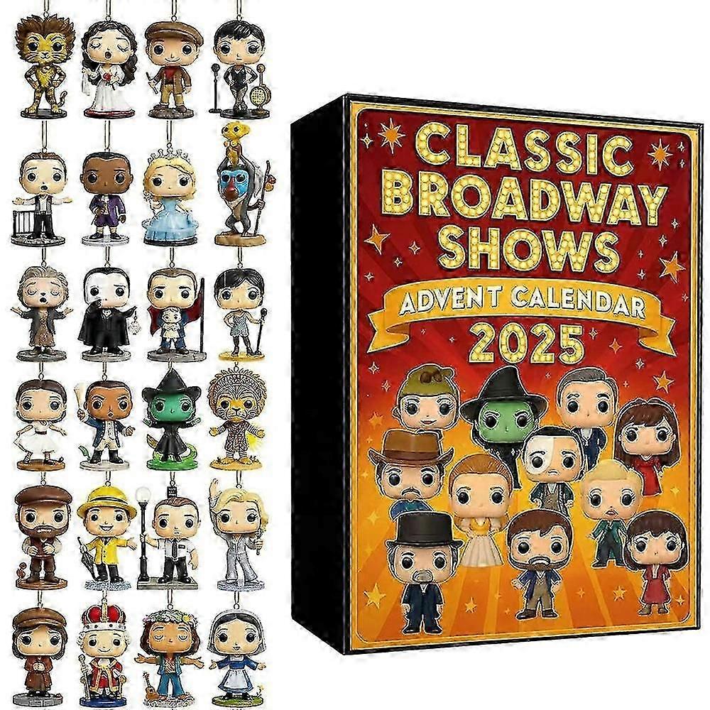 Broadway Shows 2025 Advent Calendar with 2D Acrylic Characters, 24-Day Christmas Countdown Gift