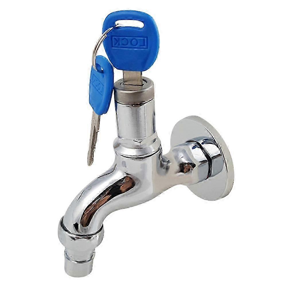 Water Tap with Lock Key Anti-theft Single Hole Metal Washing Machine Faucet for Home