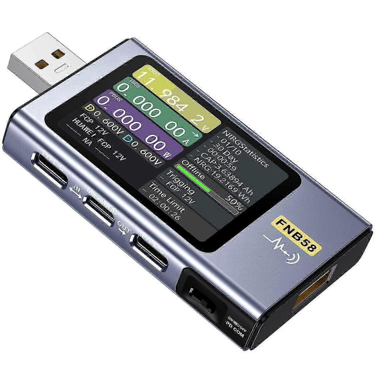 USB Tester Voltage Current Power Tester Multimeter with Bluetooth