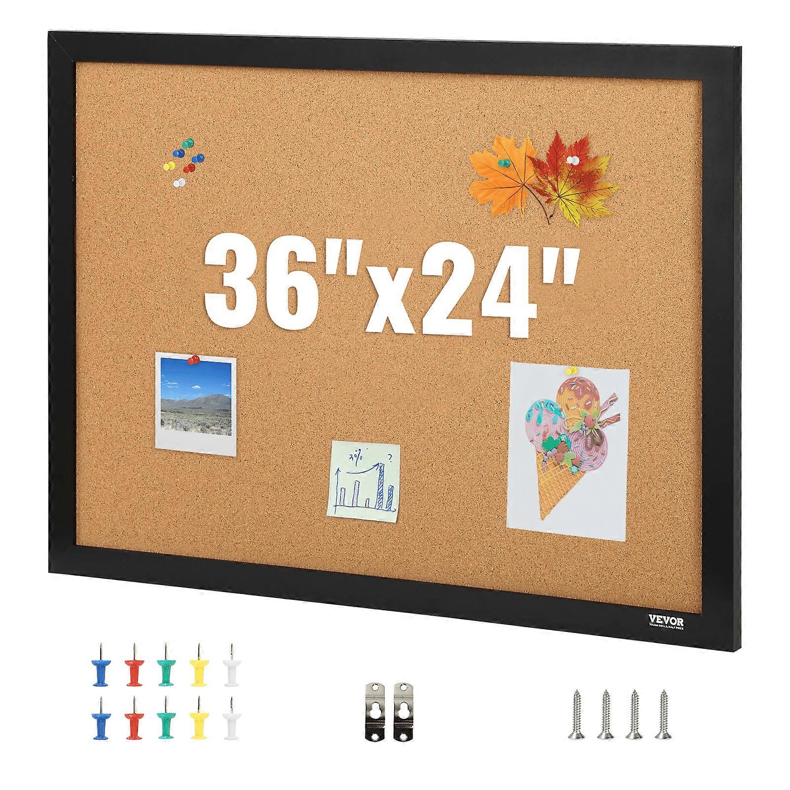 BENTISM Cork Board 36"x24" with MDF Frame, Wall Mounted Bulletin Board for Office Home School, Includes 10 Push Pins