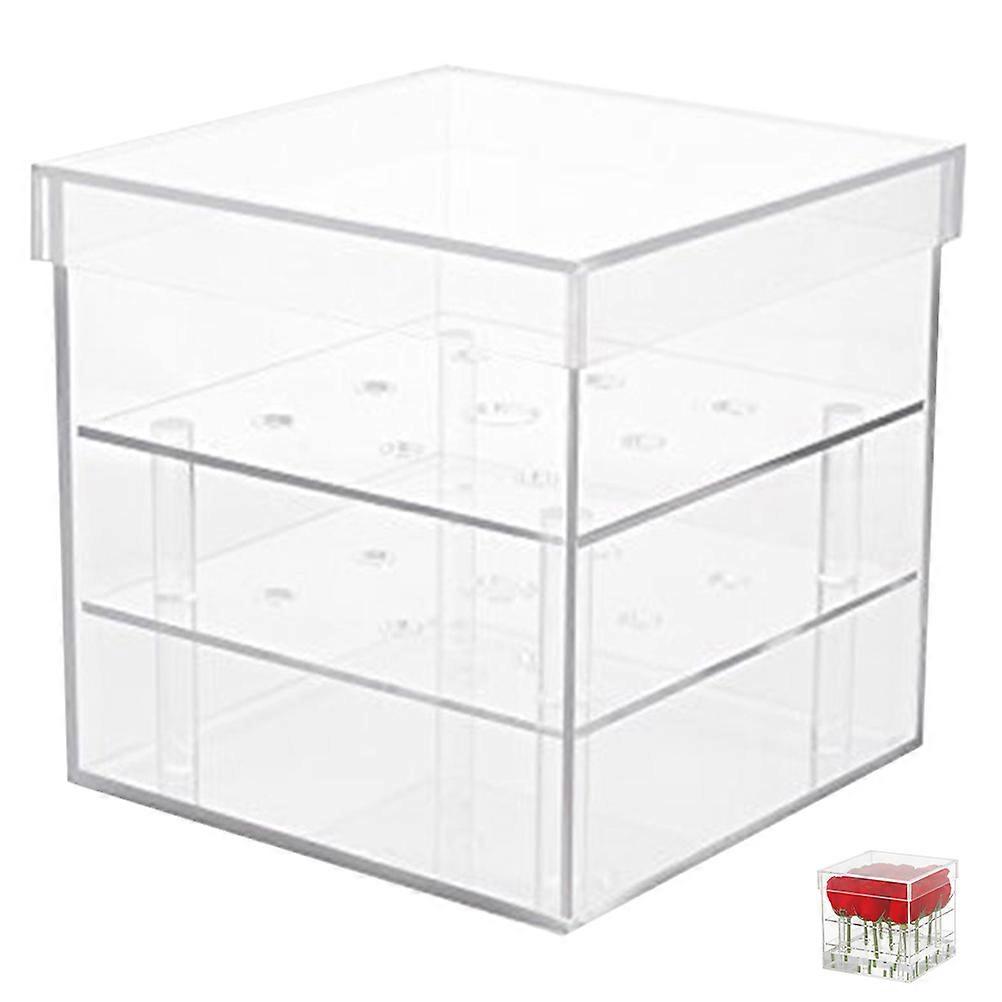 Transparent Acrylic Flower Box Square Flower Cube for Storage 3Pcs