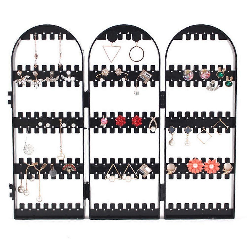 2Pcs Earring Rack Folding Plastic Stand Store for Jewelry Ring Display Black