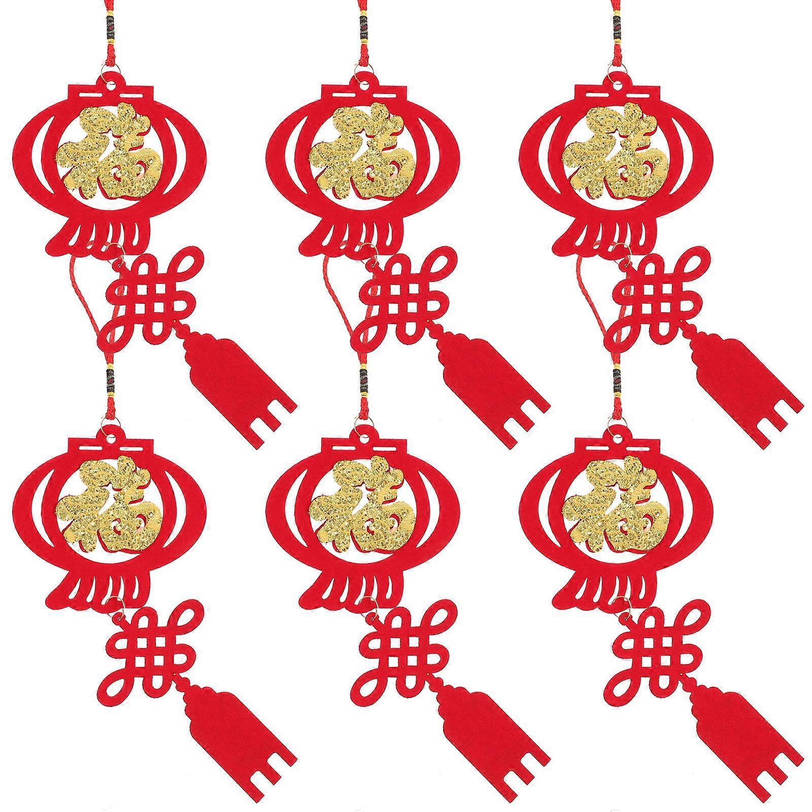 Red Crafted Pendant Lanterns for Adornment Spring Festival Lanterns 12Pcs