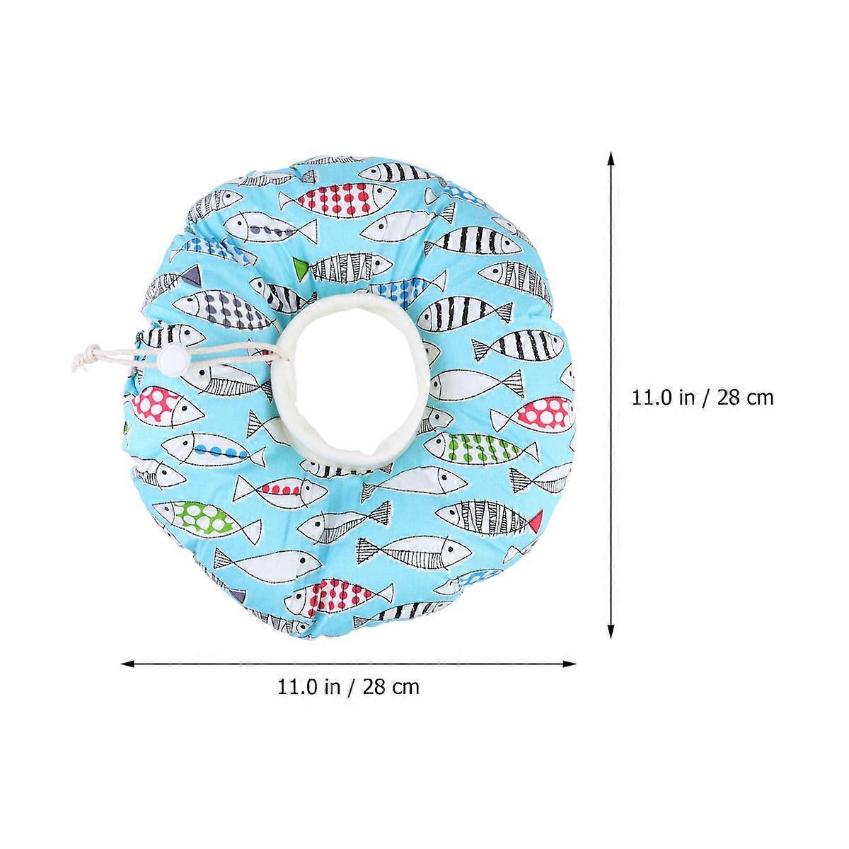 Pet Anti-Bite Collar Cat Collar Anti-Lick 1Pcs Fish Pattern Sky-Blue