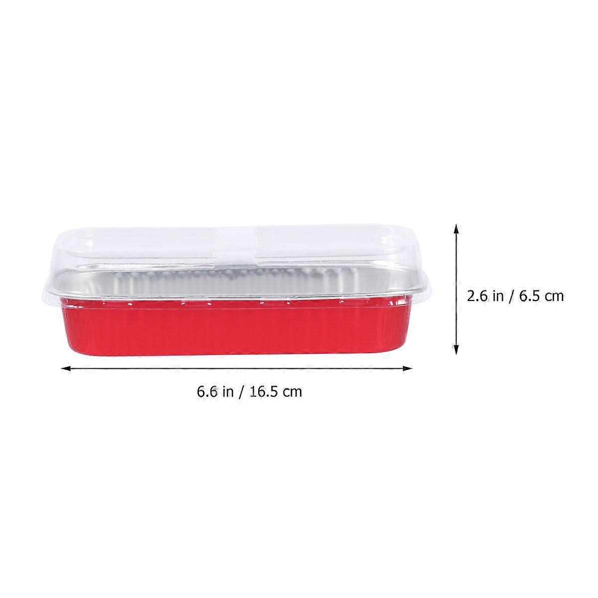 Aluminum Foil Box Rectangular Baking Pans for Dessert Use 10Pcs Red