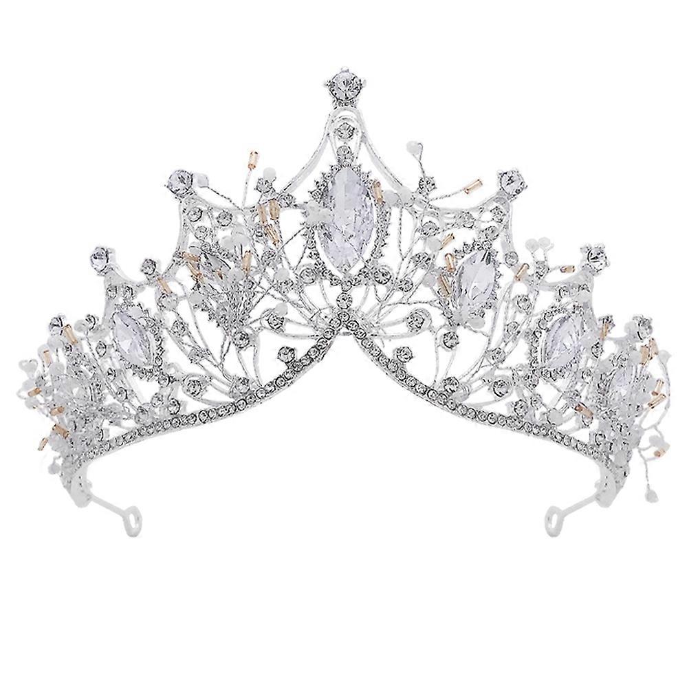 Crystal Crown Alloy Rhinestone Crown for Bride 3Pcs Silver Wedding