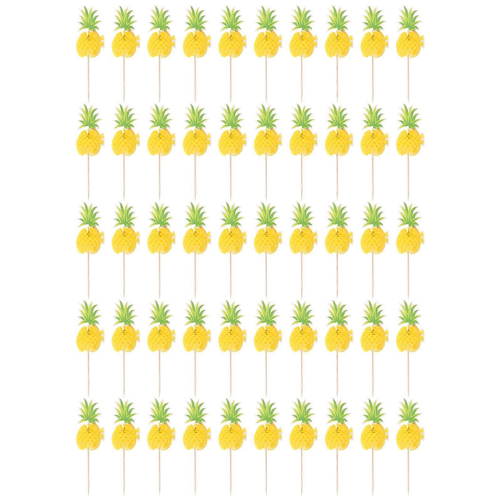 Cake Decor Pineapple Cupcake Topper for Home Party 50Pcs