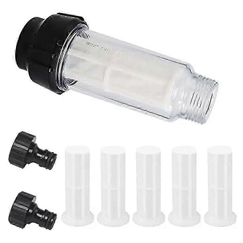 For Water Filter Garden Hose, 3/4 Inch Water Pre-filter Water Filter Set With 5 Filter Inserts + 2 Quick Connect Fittings