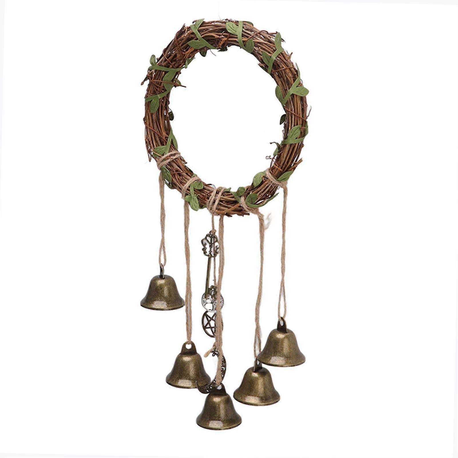 Hanging Witch Bell Handmade Decorative Witch Wind Chime with Meaningful Patterns for Door Handle Type A(12cm/4.7in Diameter)