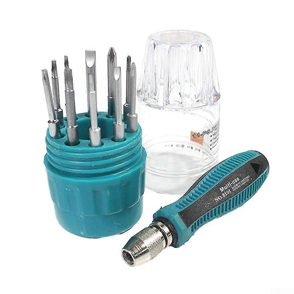 Precision  Kit Multi Bit Screwdriver Set 10 Pcs Chrome Vanadium Magnetized Tips Slotted Torx 5mm Shank Roll Bag