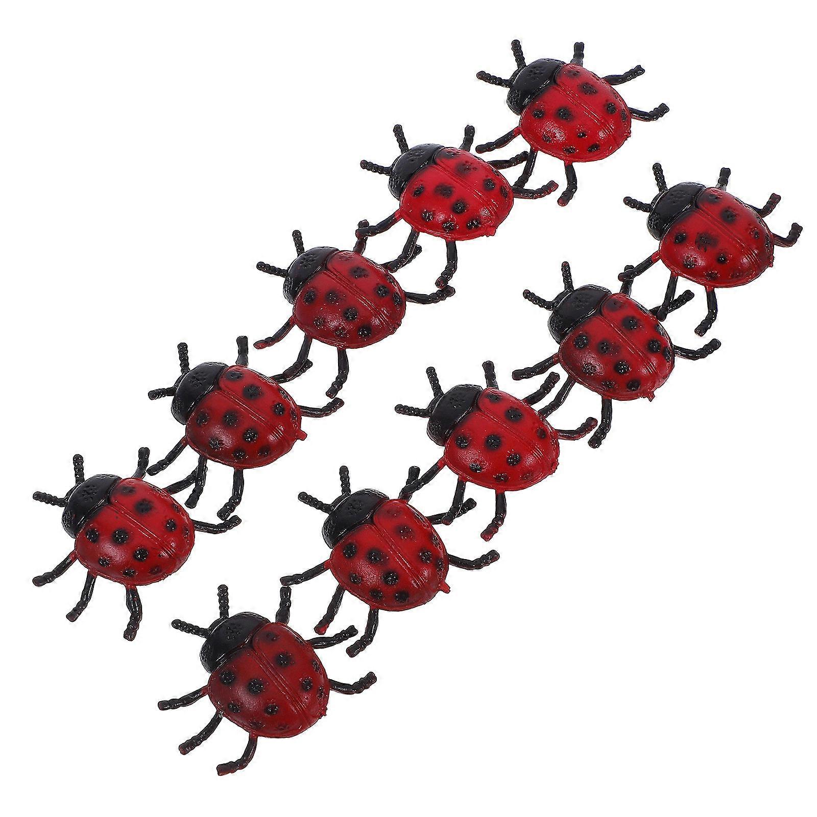 Mini Simulation Ladybugs Toy Plastic Miniature for Garden Decoration 40Pcs
