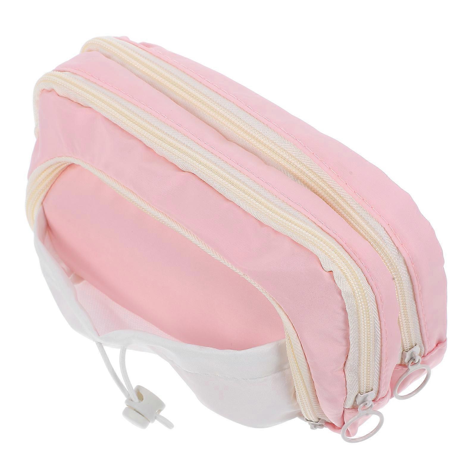 Pink Multi-Layer Pen Case Canvas for Storage 2Pcs Set