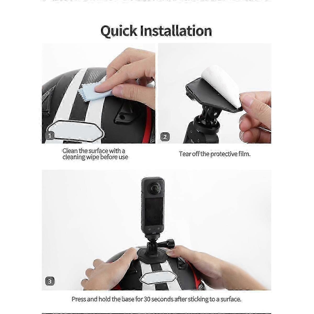 Base Mount for ACTION 4 & GO3 Flex Adhesive Base with Curved Helmet Mount Compatibility