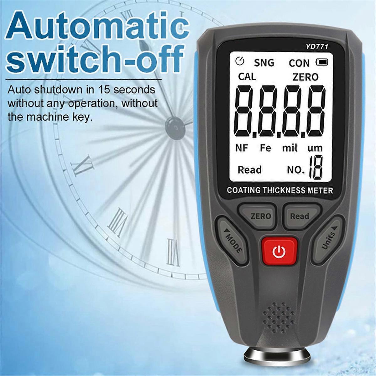 YD771 1300um Fe NFe Coating Tester with Backlight Display Digital Coating Thickness Gauge Car Paint Film Thickness Meter